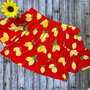 Mudpie red off the shoulder lemon blouse size Large